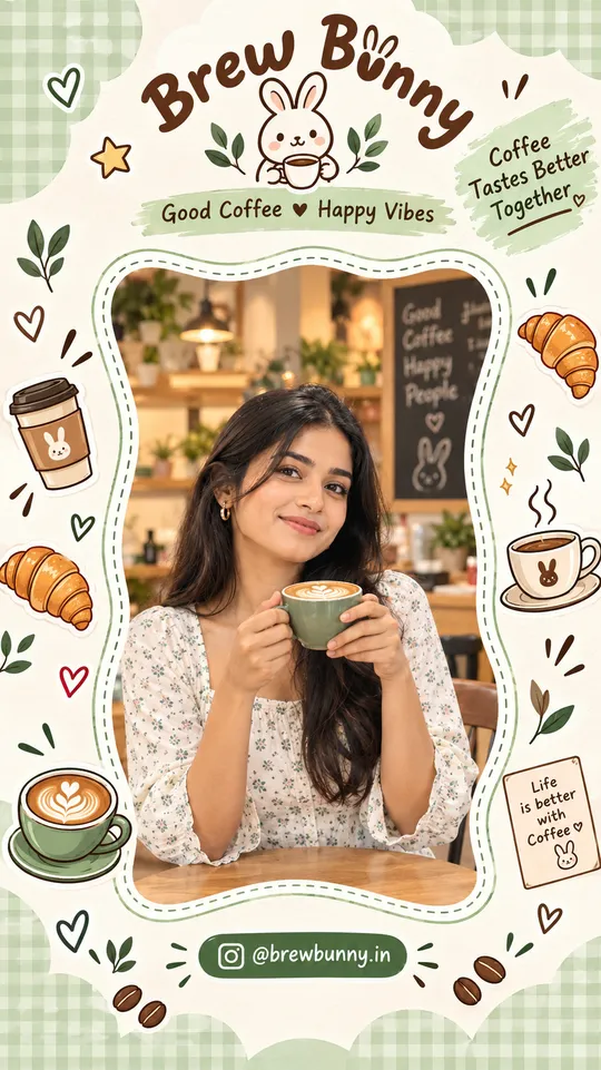 Sample LoudBuzz selfie and reel photo frame for a café