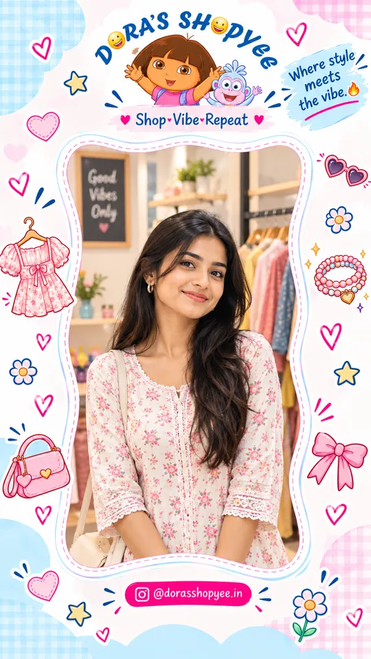 LoudBuzz selfie photo frame for Dora’s Shopyee fashion shop
